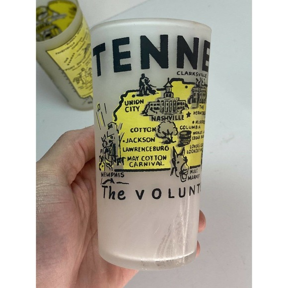 VTG 70’s 3PC HAZEL ATLAS Yellow Souvenir Tumblers Glasses, H3”XW2.5” AR, TN & NC - Picture 4 of 8